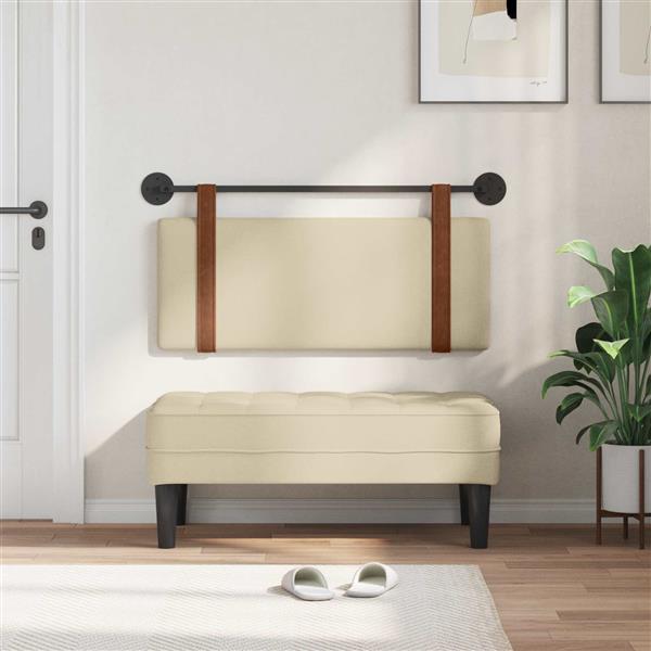 Grote foto vidaxl hangend hoofdeinde effen cr me 110 x 55 x 5 cm antiek pu antiek en kunst stoelen en banken