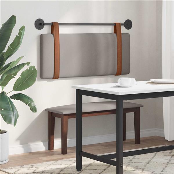 Grote foto vidaxl hangend hoofdeinde effen taupe 110 x 55 x 5 cm antiek pu antiek en kunst stoelen en banken