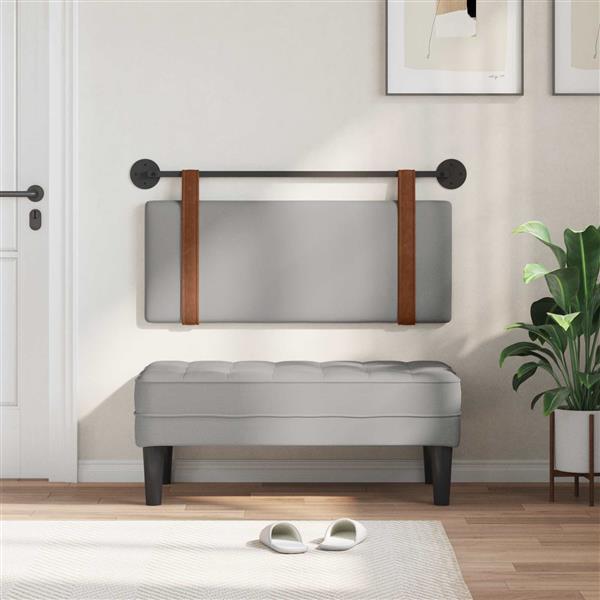 Grote foto vidaxl hangend hoofdeinde effen wolkengrijs 110 x 55 x 5 cm antiek pu antiek en kunst stoelen en banken