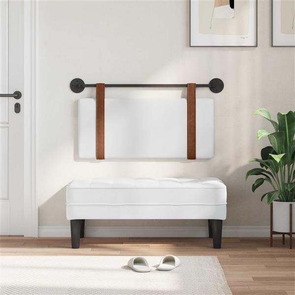 Grote foto vidaxl hangend hoofdeinde wandgemonteerd wit 100 x 55 x 5 cm antiek pu antiek en kunst stoelen en banken