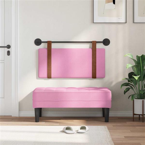 Grote foto vidaxl hangend hoofdeinde wandgemonteerd roze 90 x 55 x 5 cm antiek pu antiek en kunst stoelen en banken