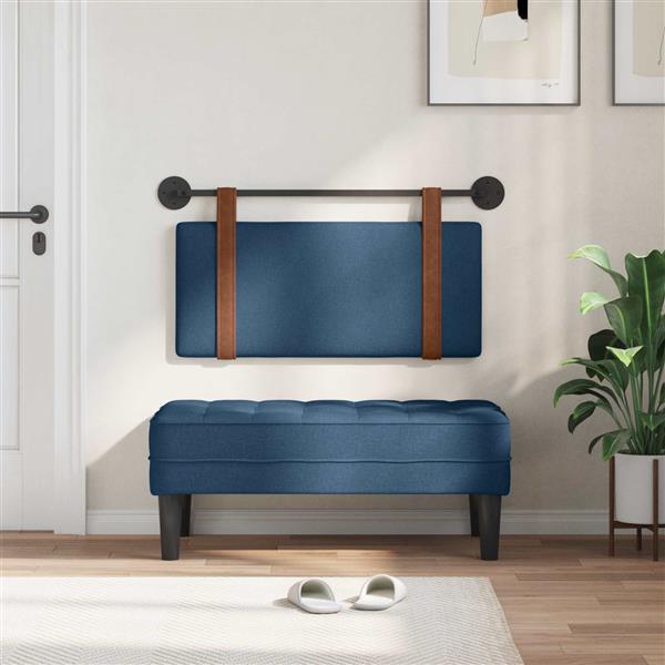 Grote foto vidaxl hangend hoofdeinde effen blauw 90 x 55 x 5 cm antiek pu antiek en kunst stoelen en banken