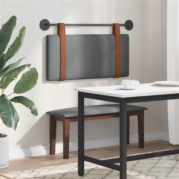 Grote foto vidaxl hangend hoofdeinde effen donkergrijs 90 x 55 x 5 cm antiek pu antiek en kunst stoelen en banken