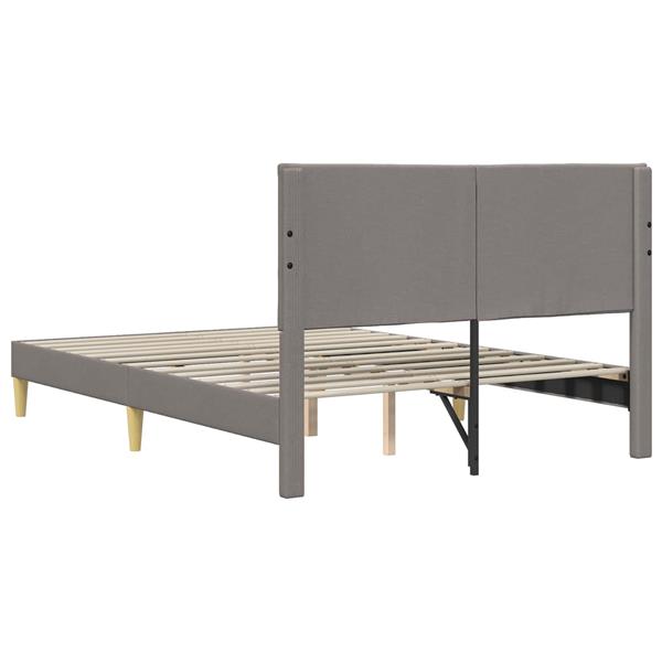 Grote foto vidaxl bedframe met hoofdeinde taupe 160 x 200 cm stof antiek en kunst stoelen en banken