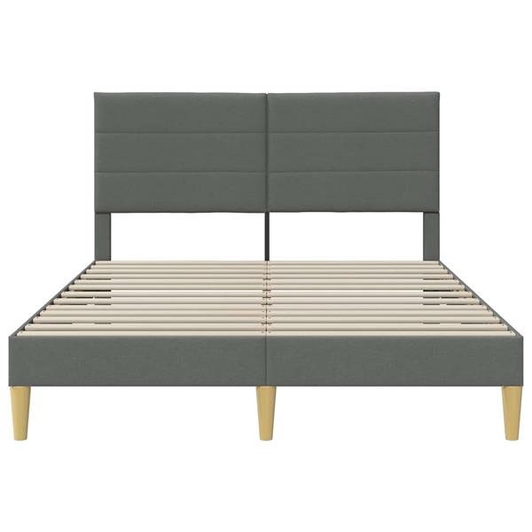 Grote foto vidaxl bedframe met hoofdeinde donkergrijs 160 x 200 cm stof antiek en kunst stoelen en banken