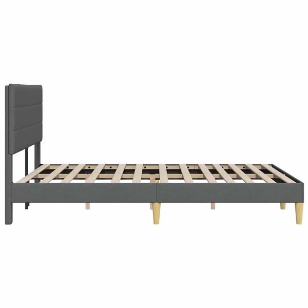 Grote foto vidaxl bedframe met hoofdeinde donkergrijs 160 x 200 cm stof antiek en kunst stoelen en banken