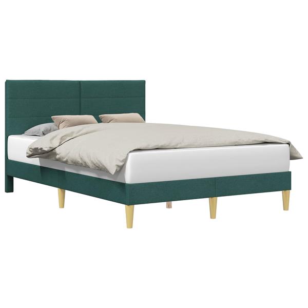 Grote foto vidaxl bedframe met hoofdeinde donkergroen 140 x 200 cm stof antiek en kunst stoelen en banken