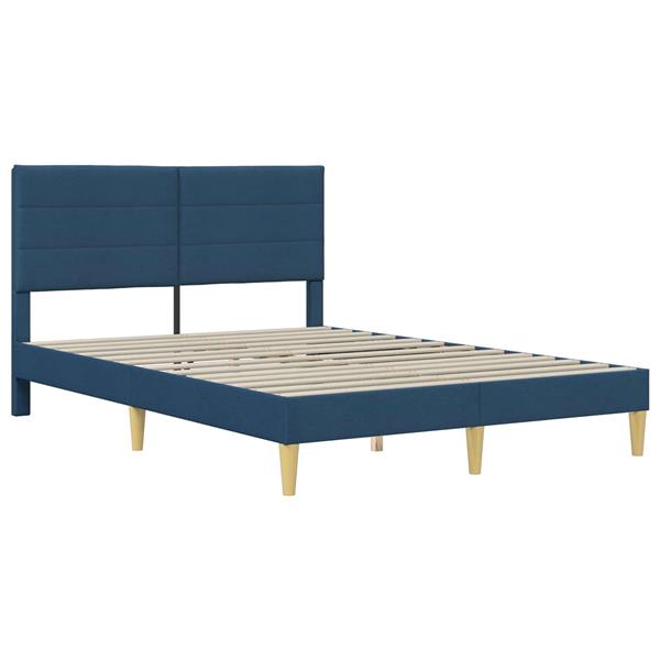 Grote foto vidaxl bedframe met hoofdeinde blauw 140 x 190 cm stof antiek en kunst stoelen en banken