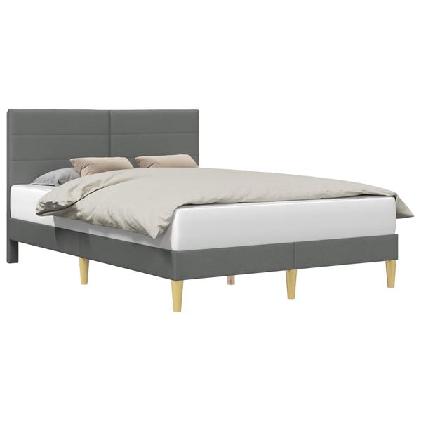 Grote foto vidaxl bedframe met hoofdeinde donkergrijs 120 x 200 cm stof antiek en kunst stoelen en banken