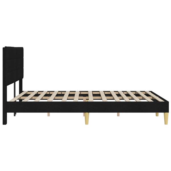 Grote foto vidaxl bedframe met hoofdeinde zwart 120 x 190 cm stof antiek en kunst stoelen en banken