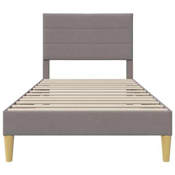 Grote foto vidaxl bedframe met hoofdeinde taupe 90 x 190 cm stof antiek en kunst stoelen en banken