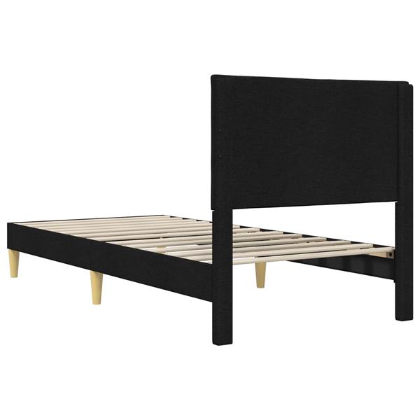 Grote foto vidaxl bedframe met hoofdeinde zwart 90 x 190 cm stof antiek en kunst stoelen en banken