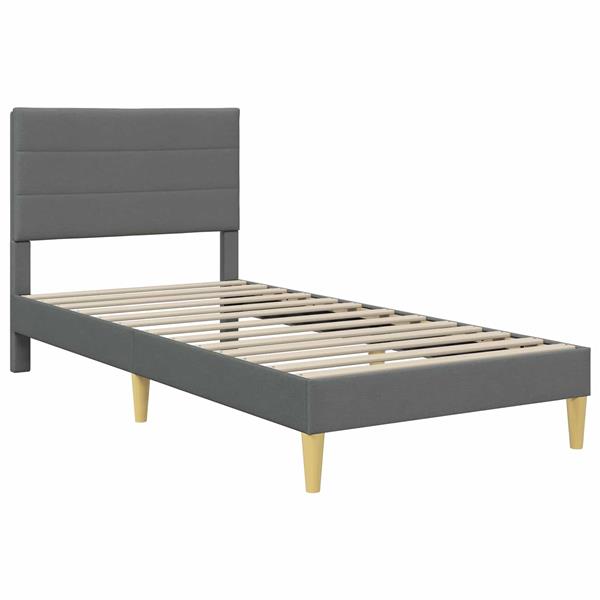 Grote foto vidaxl bedframe met hoofdeinde donkergrijs 90 x 190 cm stof antiek en kunst stoelen en banken