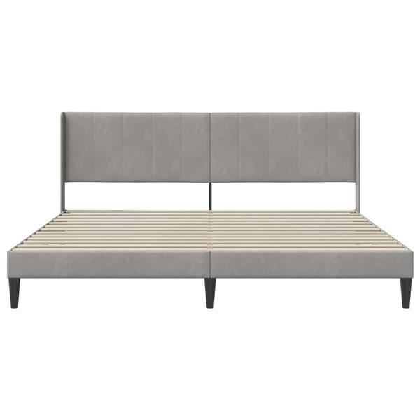 Grote foto vidaxl bedframe met hoofdeinde lichtgrijs 200 x 200 cm fluweel antiek en kunst stoelen en banken