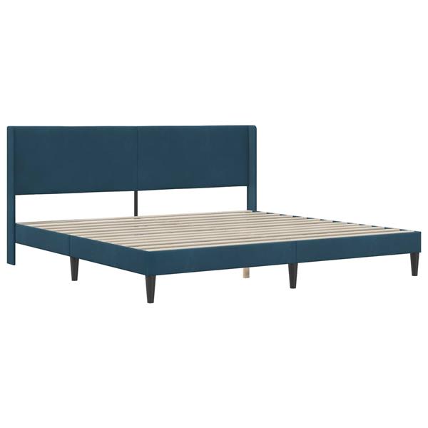 Grote foto vidaxl bedframe met hoofdeinde blauw 180 x 200 cm fluweel antiek en kunst stoelen en banken