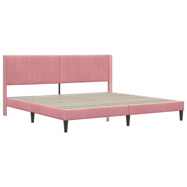 Grote foto vidaxl bedframe met hoofdeinde roze 180 x 200 cm fluweel antiek en kunst stoelen en banken