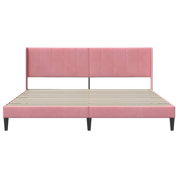 Grote foto vidaxl bedframe met hoofdeinde roze 180 x 200 cm fluweel antiek en kunst stoelen en banken