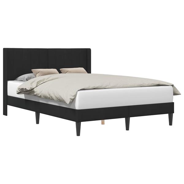 Grote foto vidaxl bedframe met hoofdeinde zwart 160 x 200 cm fluweel antiek en kunst stoelen en banken