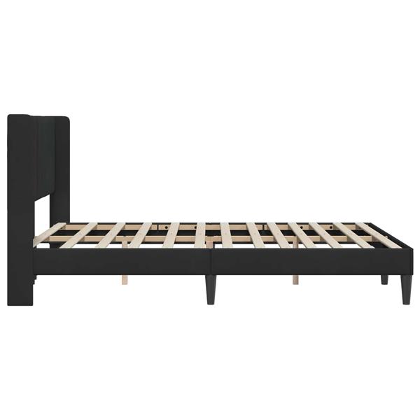 Grote foto vidaxl bedframe met hoofdeinde zwart 160 x 200 cm fluweel antiek en kunst stoelen en banken
