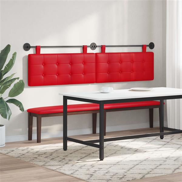 Grote foto vidaxl hangend hoofdeinde wandgemonteerd rood 210 x 55 x 5 cm nep leer antiek en kunst stoelen en banken