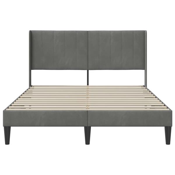 Grote foto vidaxl bedframe met hoofdeinde donkergrijs 160 x 200 cm fluweel antiek en kunst stoelen en banken