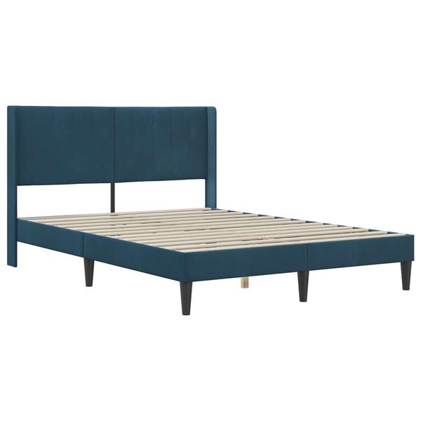Grote foto vidaxl bedframe met hoofdeinde blauw 140 x 190 cm fluweel antiek en kunst stoelen en banken
