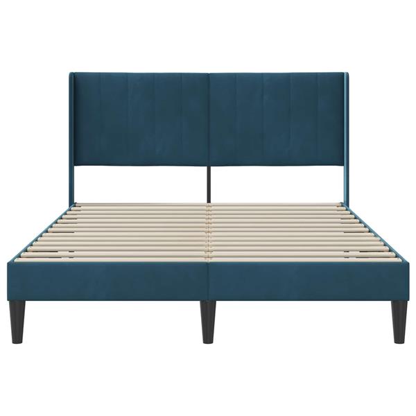 Grote foto vidaxl bedframe met hoofdeinde blauw 140 x 190 cm fluweel antiek en kunst stoelen en banken