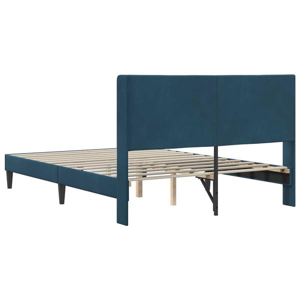 Grote foto vidaxl bedframe met hoofdeinde blauw 140 x 190 cm fluweel antiek en kunst stoelen en banken