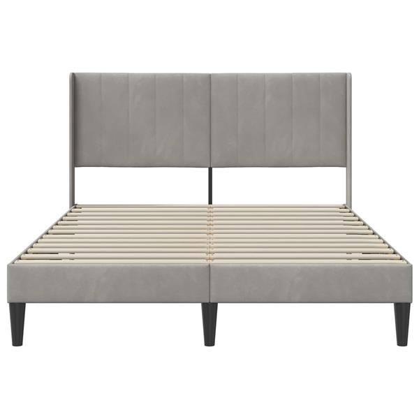 Grote foto vidaxl bedframe met hoofdeinde lichtgrijs 140 x 190 cm fluweel antiek en kunst stoelen en banken