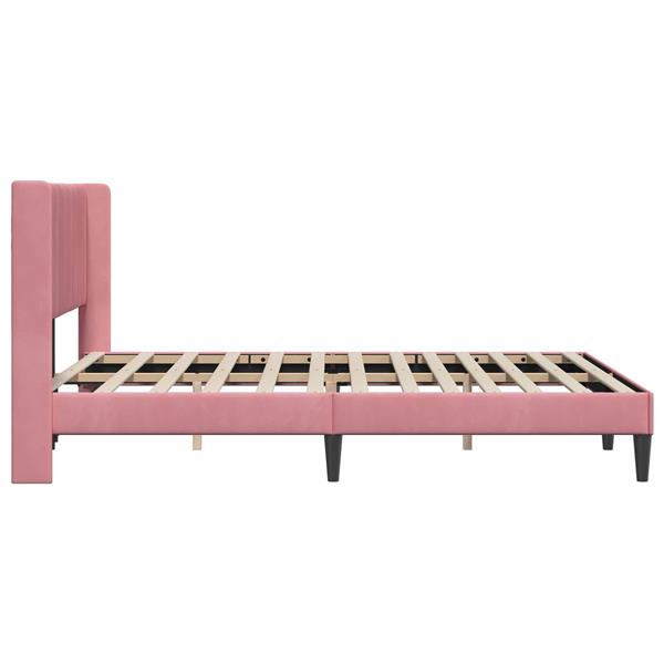 Grote foto vidaxl bedframe met hoofdeinde roze 120 x 200 cm fluweel antiek en kunst stoelen en banken
