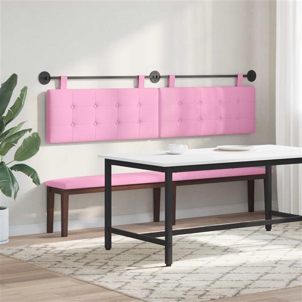 Grote foto vidaxl hangend hoofdeinde wandgemonteerd roze 210 x 55 x 5 cm stof antiek en kunst stoelen en banken