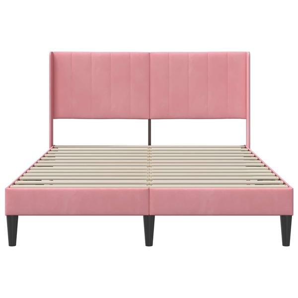 Grote foto vidaxl bedframe met hoofdeinde roze 120 x 190 cm fluweel antiek en kunst stoelen en banken