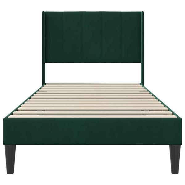 Grote foto vidaxl bedframe met hoofdeinde donkergroen 80 x 200 cm fluweel antiek en kunst stoelen en banken