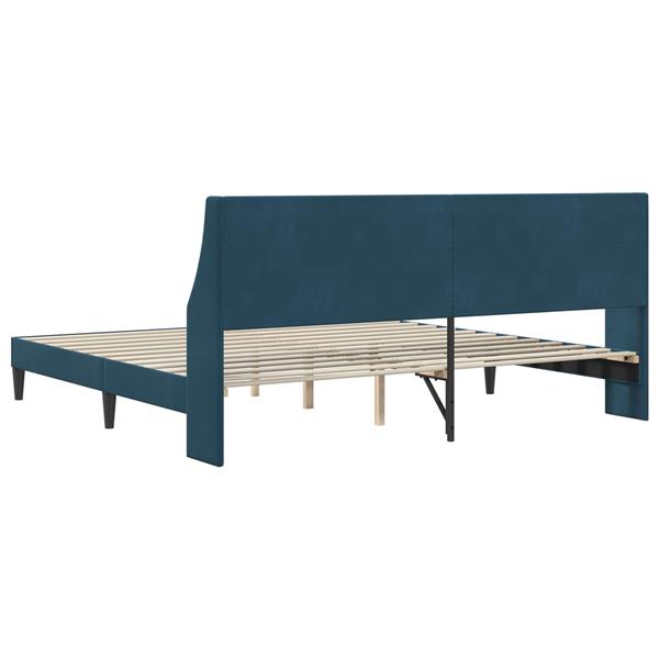 Grote foto vidaxl bedframe met hoofdeinde blauw 200 x 200 cm fluweel antiek en kunst stoelen en banken