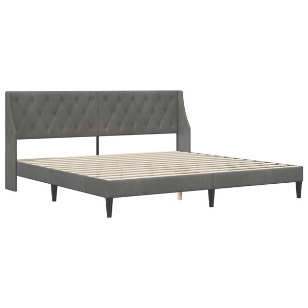 Grote foto vidaxl bedframe met hoofdeinde donkergrijs 200 x 200 cm fluweel antiek en kunst stoelen en banken