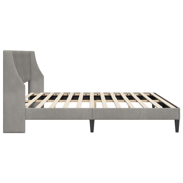 Grote foto vidaxl bedframe met hoofdeinde lichtgrijs 200 x 200 cm fluweel antiek en kunst stoelen en banken