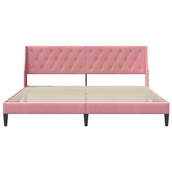 Grote foto vidaxl bedframe met hoofdeinde roze 180 x 200 cm fluweel antiek en kunst stoelen en banken