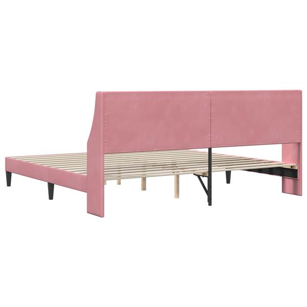 Grote foto vidaxl bedframe met hoofdeinde roze 180 x 200 cm fluweel antiek en kunst stoelen en banken