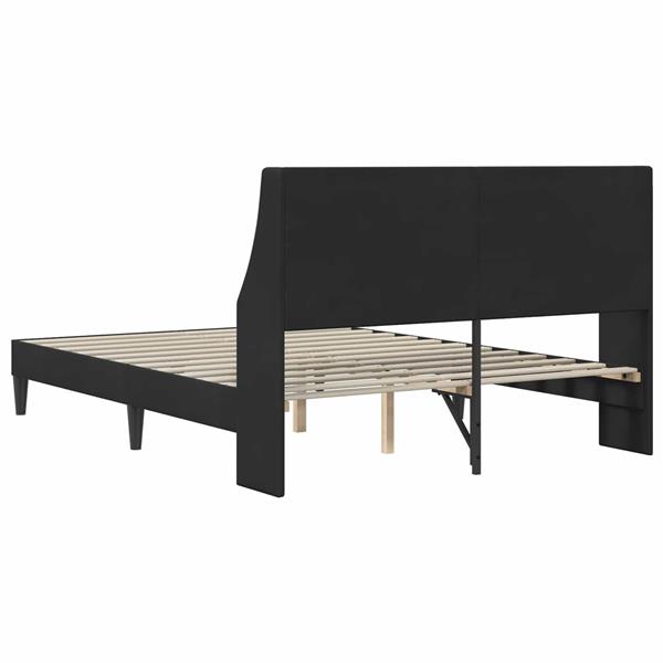 Grote foto vidaxl bedframe met hoofdeinde zwart 140 x 200 cm fluweel antiek en kunst stoelen en banken