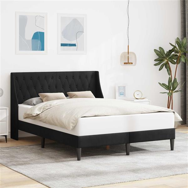 Grote foto vidaxl bedframe met hoofdeinde zwart 120 x 200 cm fluweel antiek en kunst stoelen en banken