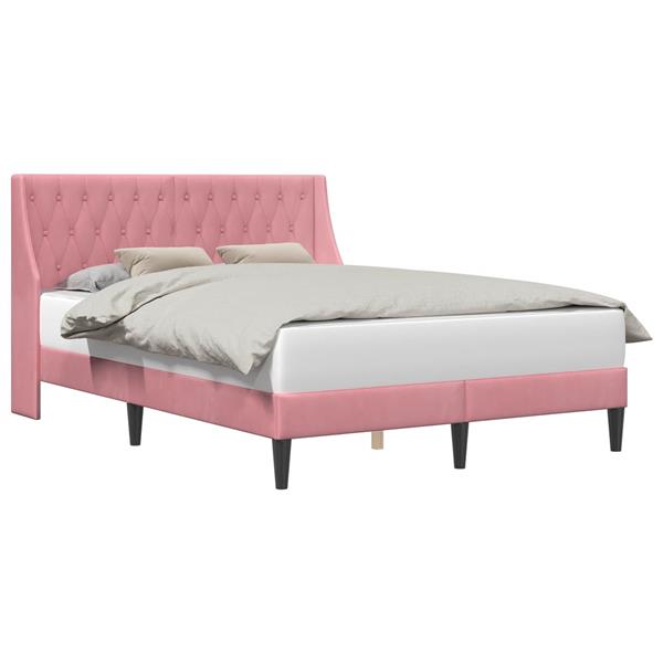 Grote foto vidaxl bedframe met hoofdeinde roze 120 x 200 cm fluweel antiek en kunst stoelen en banken