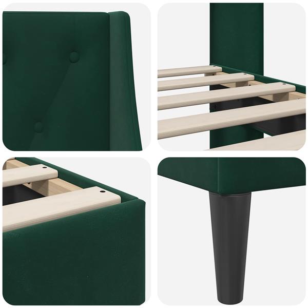 Grote foto vidaxl bedframe met hoofdeinde donkergroen 120 x 200 cm fluweel antiek en kunst stoelen en banken