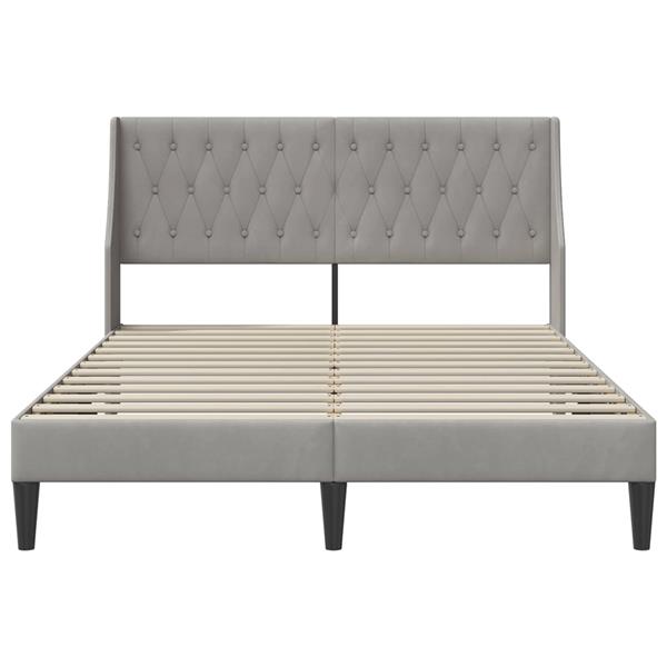Grote foto vidaxl bedframe met hoofdeinde lichtgrijs 100 x 200 cm fluweel antiek en kunst stoelen en banken