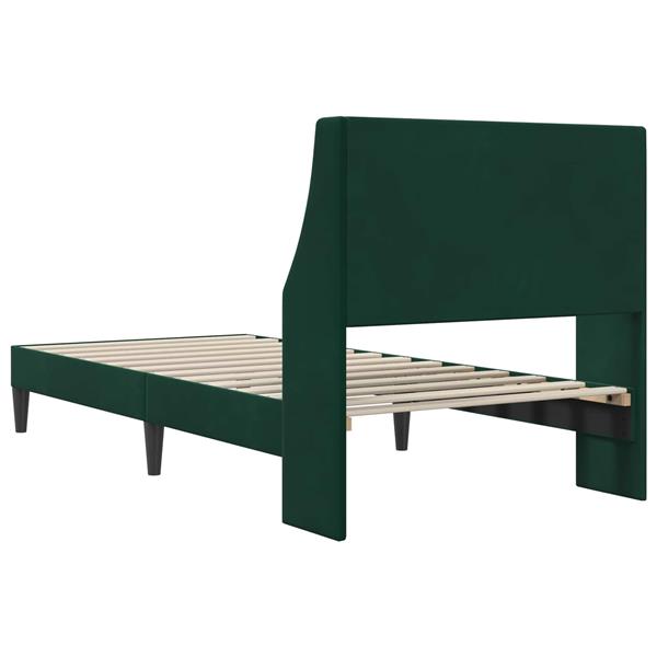 Grote foto vidaxl bedframe met hoofdeinde donkergroen 100 x 200 cm fluweel antiek en kunst stoelen en banken