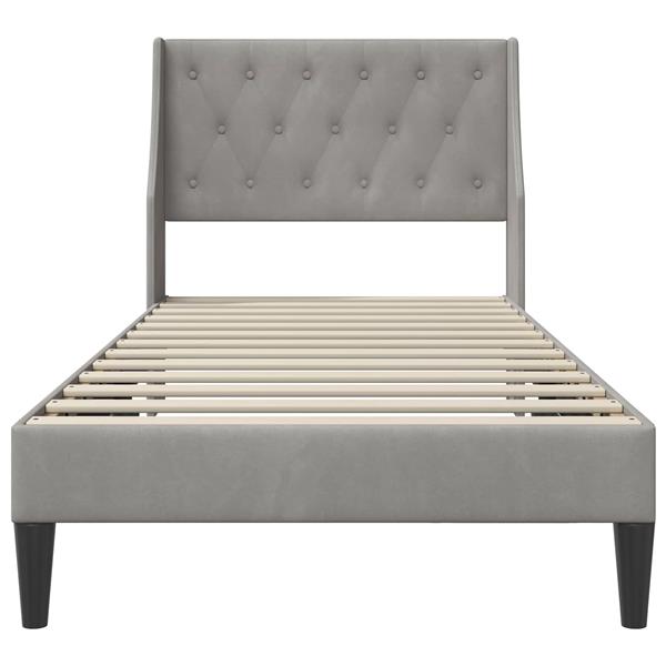 Grote foto vidaxl bedframe met hoofdeinde lichtgrijs 90 x 200 cm fluweel antiek en kunst stoelen en banken