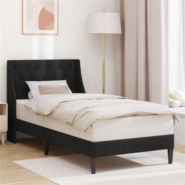 Grote foto vidaxl bedframe met hoofdeinde zwart 80 x 200 cm fluweel antiek en kunst stoelen en banken
