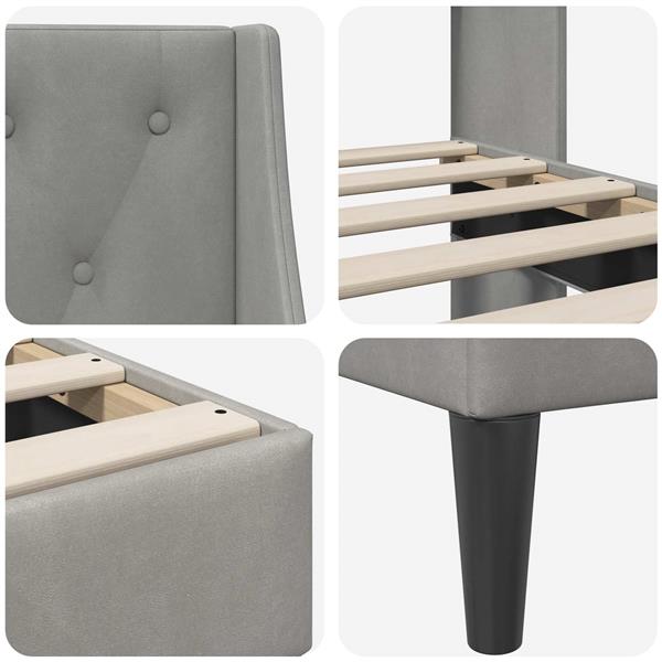 Grote foto vidaxl bedframe met hoofdeinde lichtgrijs 80 x 200 cm fluweel antiek en kunst stoelen en banken