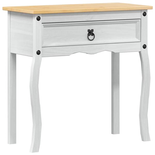 Grote foto vidaxl console tafel met lade wit 73 x 35 x 73 cm massief grenenhout huis en inrichting eettafels