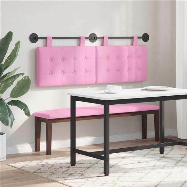 Grote foto vidaxl hangend hoofdeinde wandgemonteerd roze 130 x 55 x 5 cm stof antiek en kunst stoelen en banken