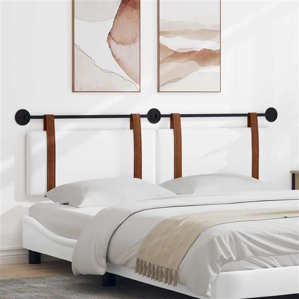 Grote foto vidaxl hangend hoofdeinde wandgemonteerd wit 190 x 55 x 5 cm antiek pu antiek en kunst stoelen en banken